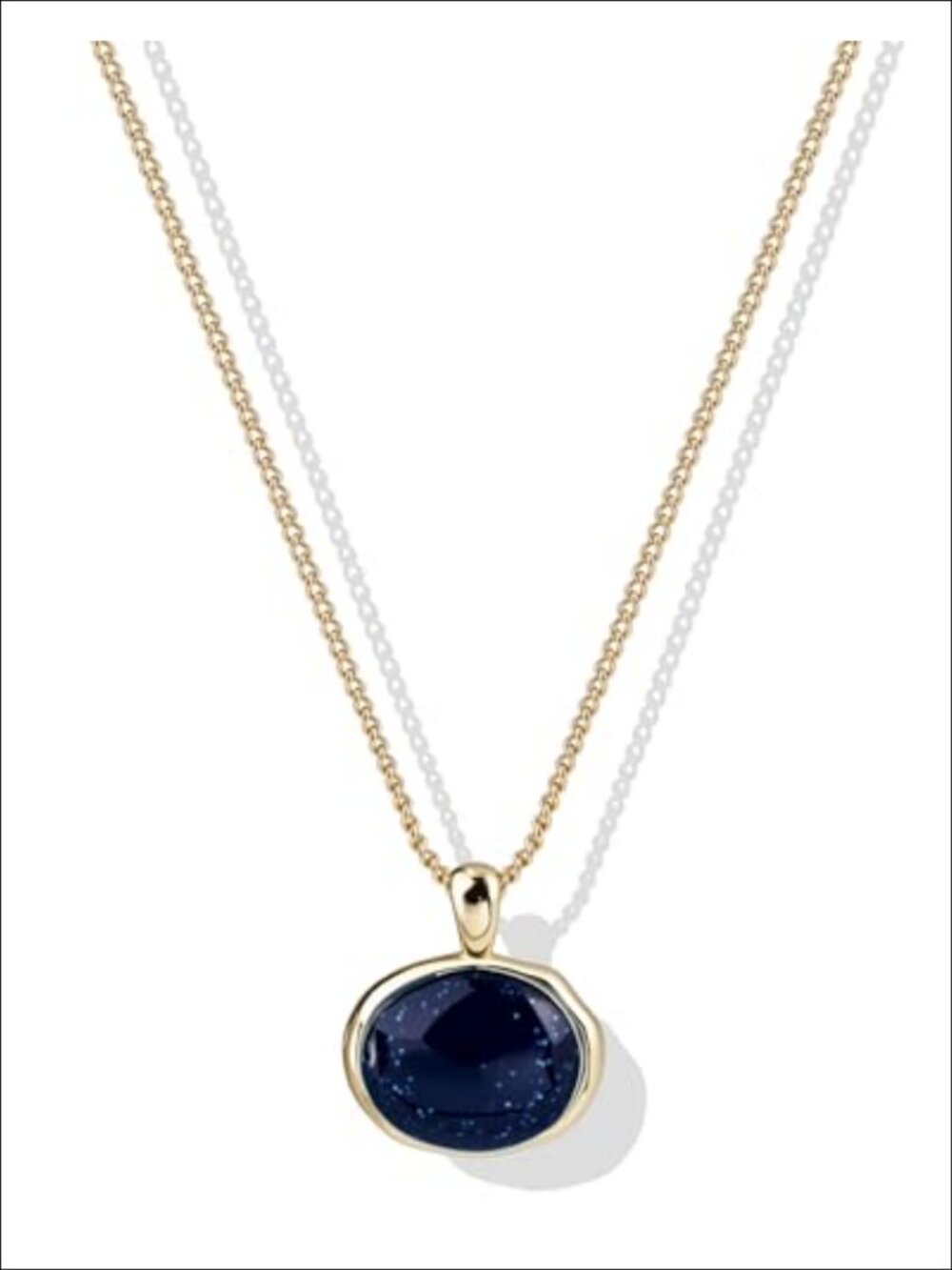 14K Gold Plated Oval Pendant Necklace Adjustable Dainty Jewelry